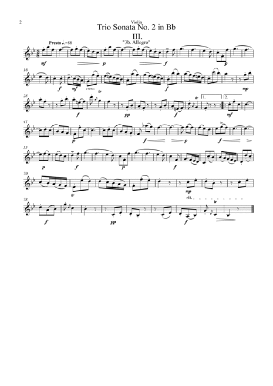 Gallo: 3 movts. from 2 Trio Sonatas (orig keys) (