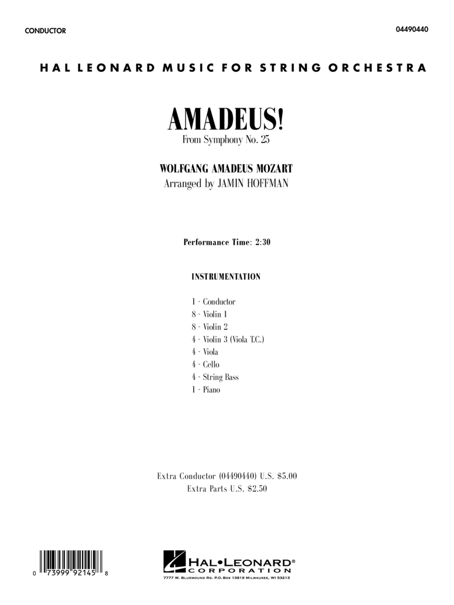 Amadeus! (arr. Jamin Hoffmann) - Full Score String Orchestra scores gallery preview page 1