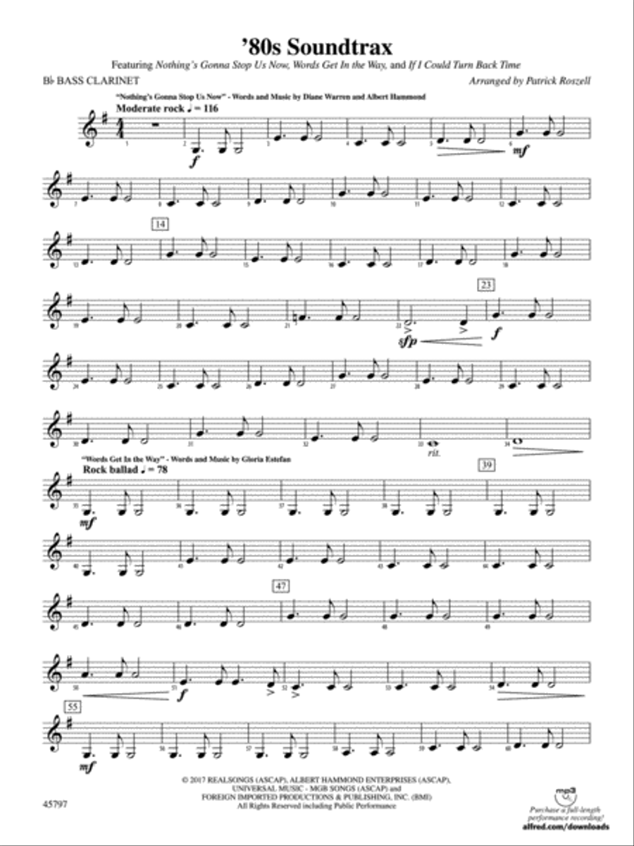 '80s Soundtrax: B-flat Bass Clarinet Concert Band scores gallery preview page 1