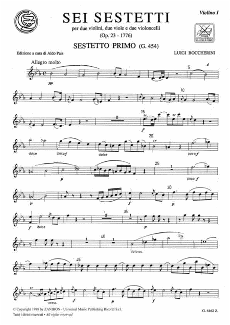 6 Sestetti Op. 23 G.454 -455 -456,Op. 23- I Vol String Quartet scores gallery preview page 2