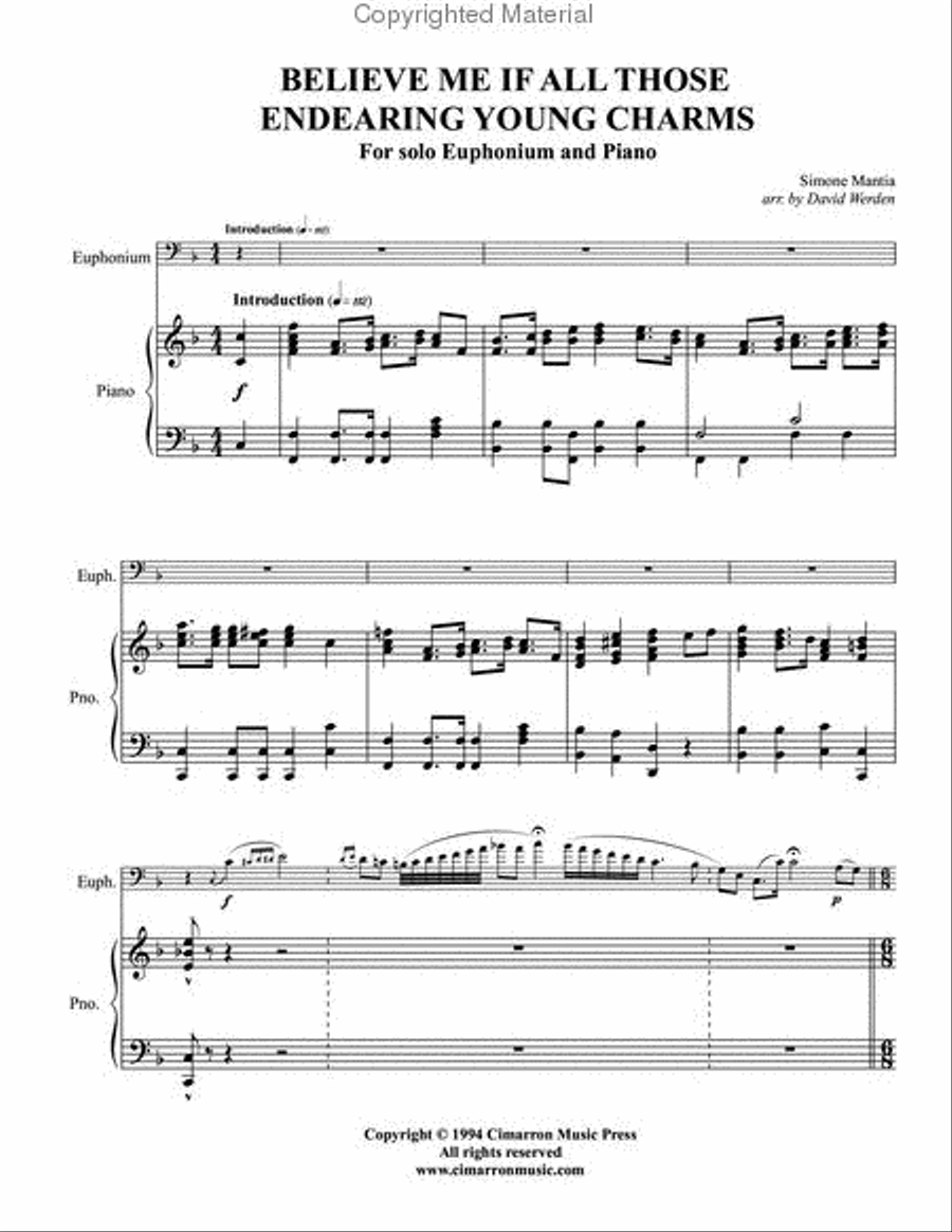 Believe Me If All Those Endearing Young Charms Euphonium scores gallery preview page 2