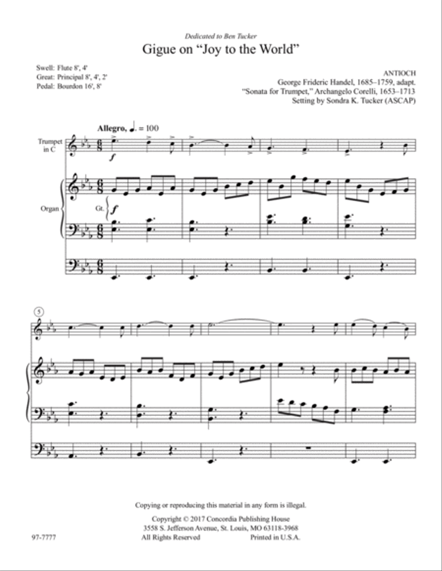 Repeat the Sounding Joy: Five Christmas Tunes for Trumpet and Organ Trumpet scores gallery preview page 2