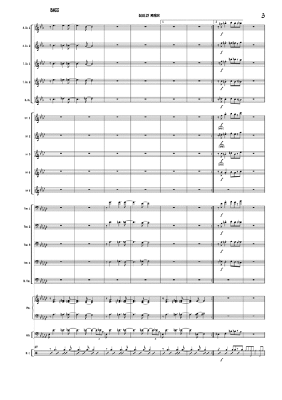 Bluesy Minor Bluesy Minor Jazz Ensemble scores gallery preview page 3
