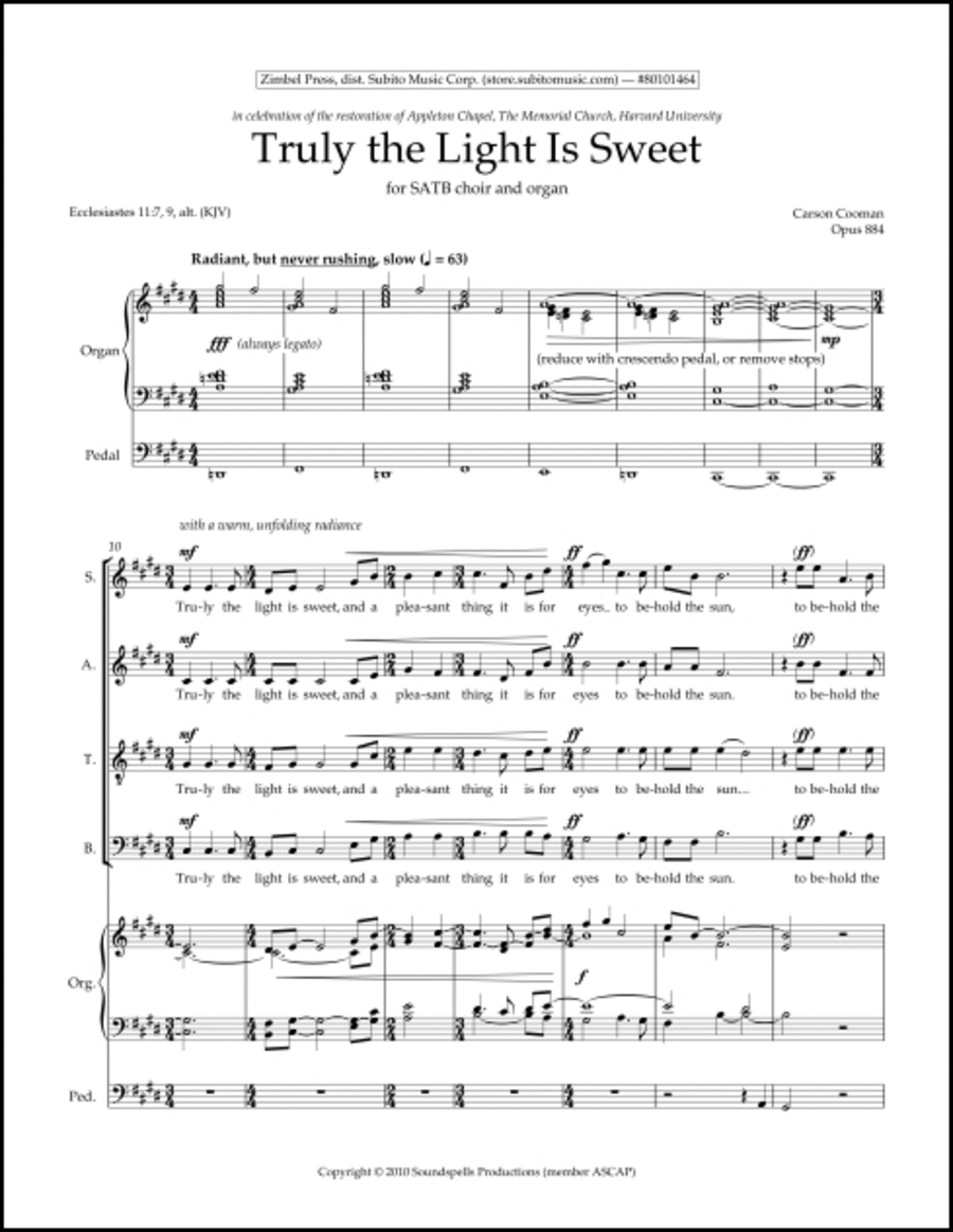 Truly the Light Is Sweet 4-Part scores gallery preview page 1