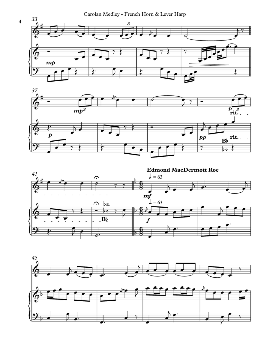 Carolan Medley, Duet for Horn in F & Lever Harp