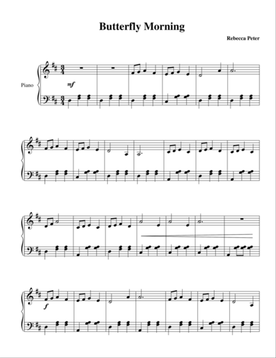Butterfly Morning Easy Piano scores gallery preview page 1