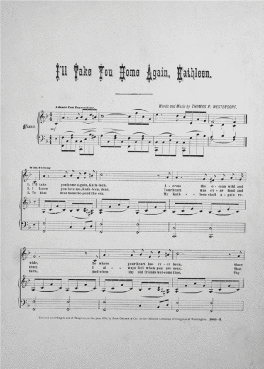 I'll Take You Home Again, Kathleen. Song and Chorus 4-Part scores gallery preview page 2