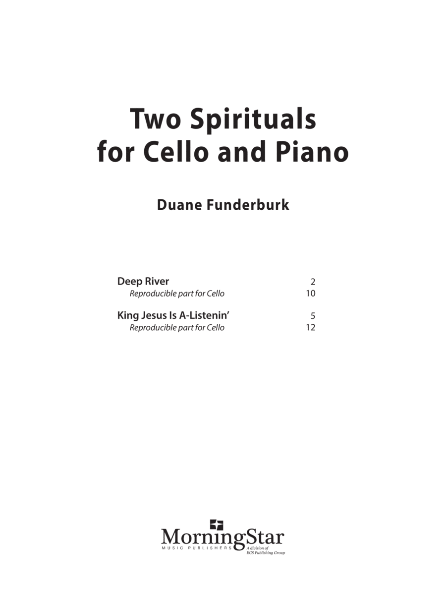 Two Spirituals for Cello and Piano Piano Accompaniment scores gallery preview page 1