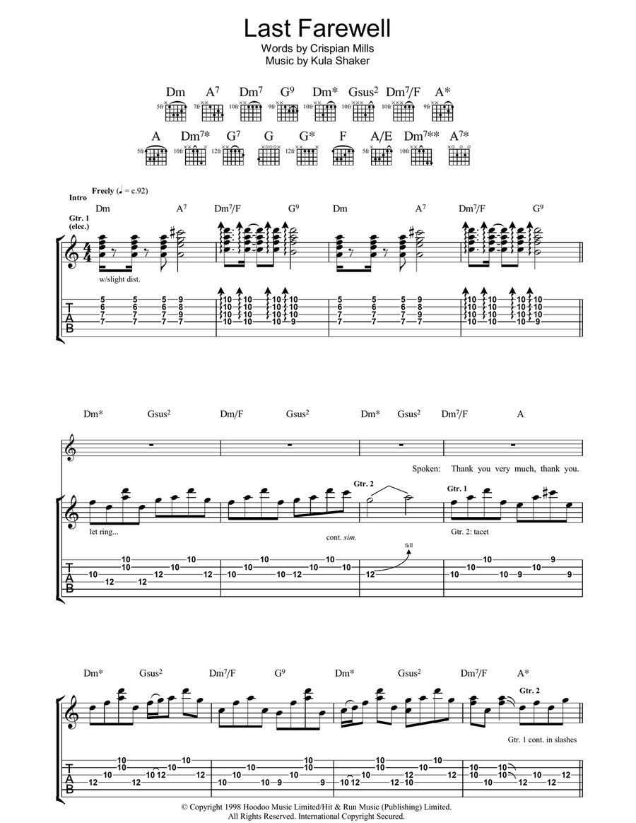 Last Farewell Acoustic Guitar scores gallery preview page 1