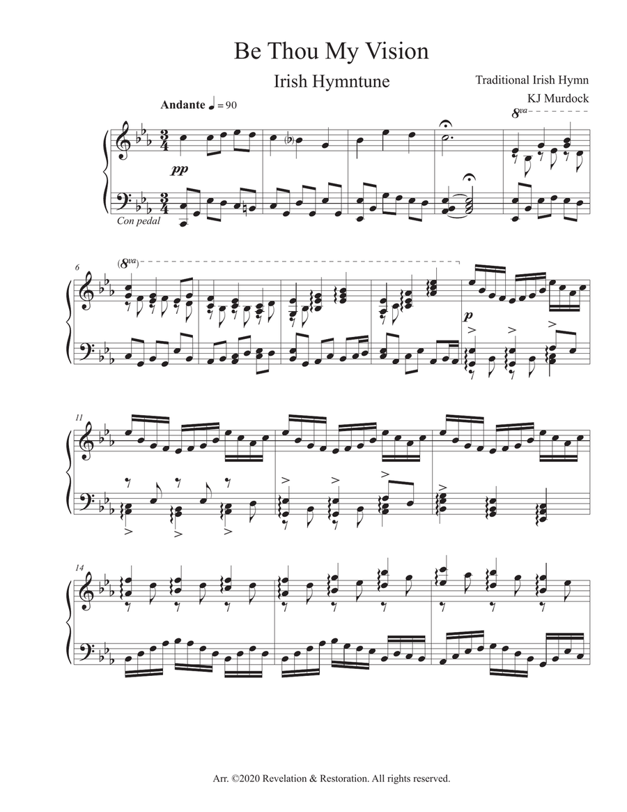 Be Thou My Vision (Irish Hymntune) Piano Solo scores gallery preview page 1