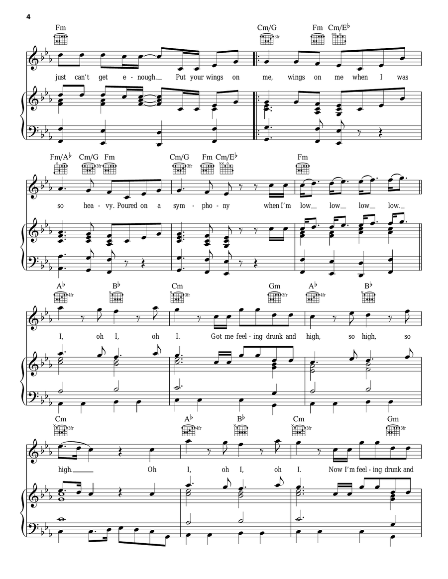 Hymn For The Weekend Piano, Vocal, Guitar scores gallery preview page 4