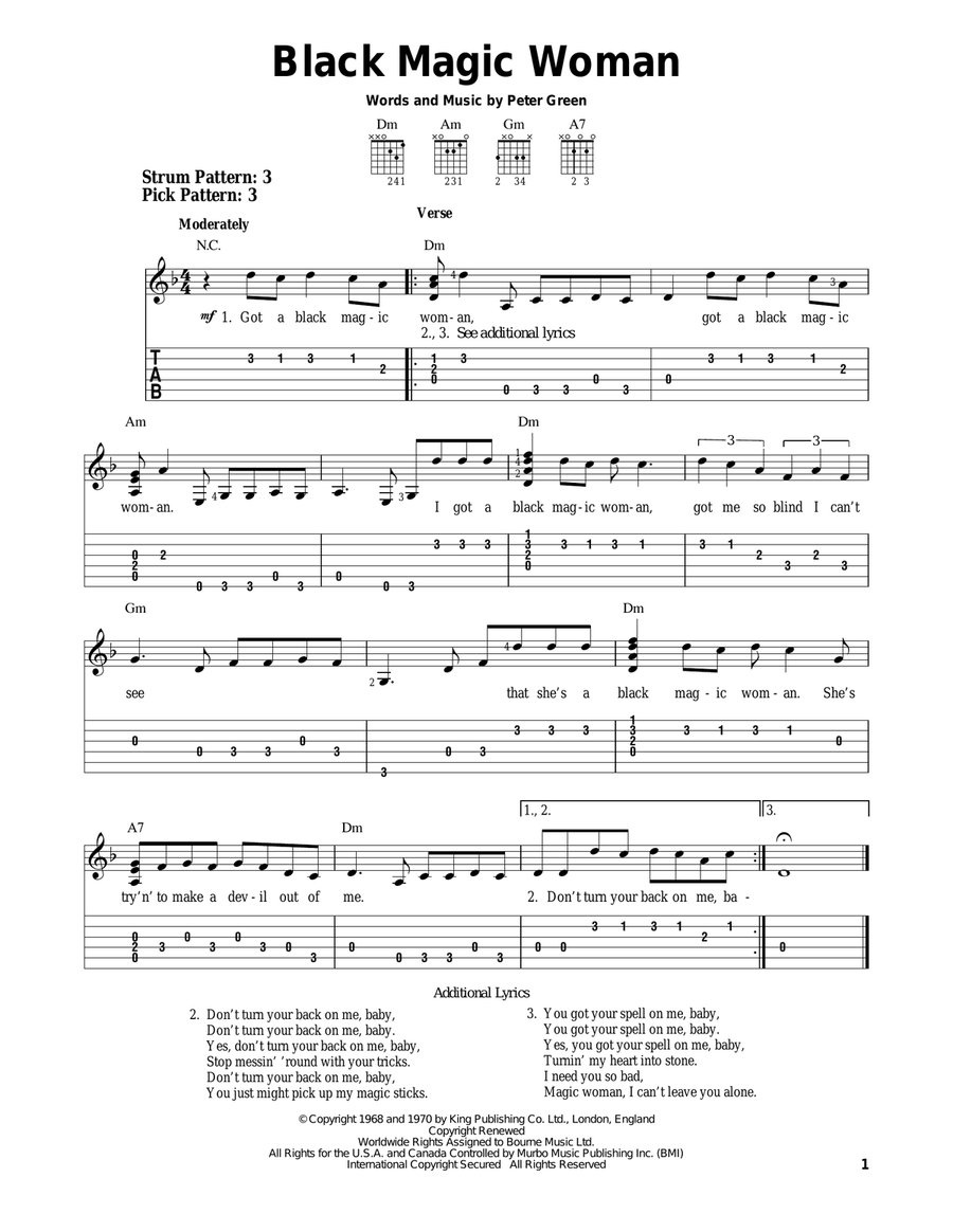 Black Magic Woman Acoustic Guitar scores gallery preview page 1