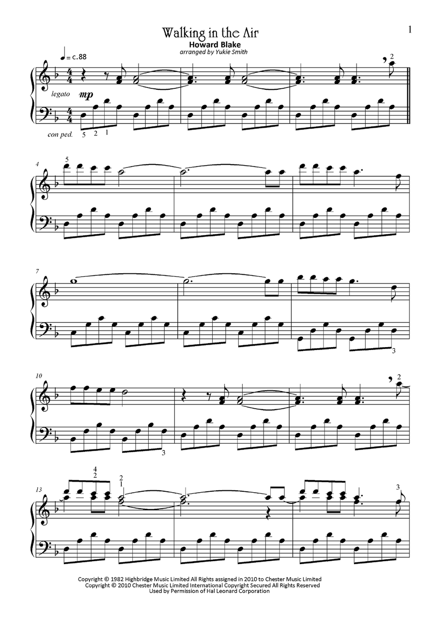 Walking In The Air Piano Solo scores gallery preview page 1