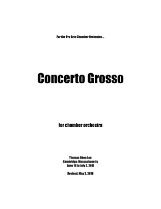 Book cover for Concerto Grosso (2017) for chamber orchestra