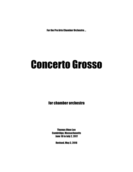 Concerto Grosso (2017) for chamber orchestra