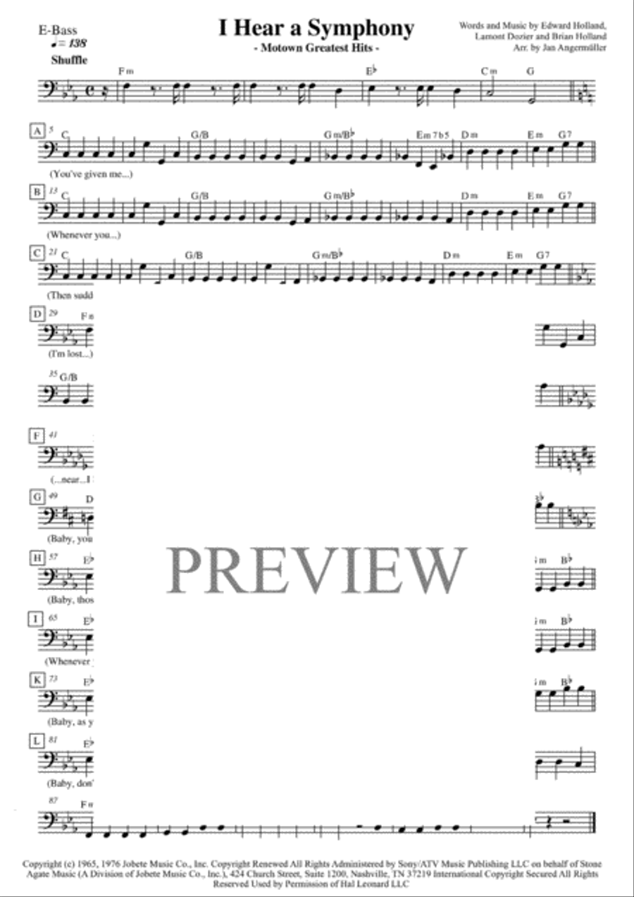 I Hear A Symphony Bass Guitar scores gallery preview page 1