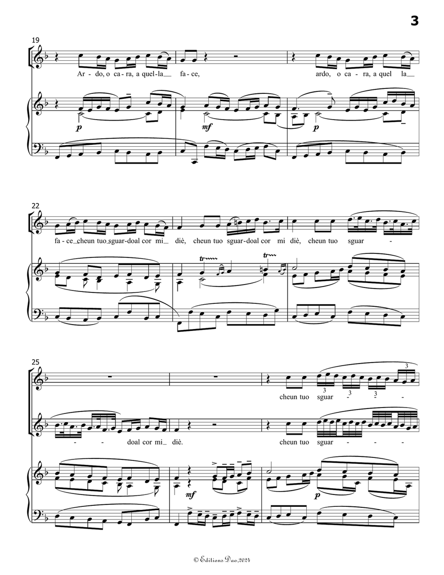 Ardo o cara a quella face, by Bassani, in F Major Voice scores gallery preview page 5