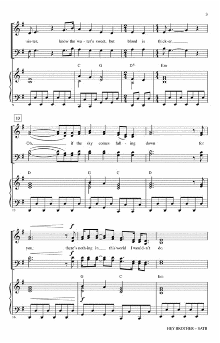 Hey Brother 4-Part scores gallery preview page 3
