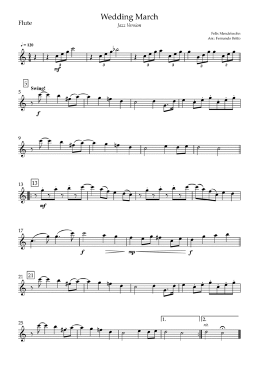 Wedding March (Felix Mendelssohn) Jazz Version Small Ensemble scores gallery preview page 4