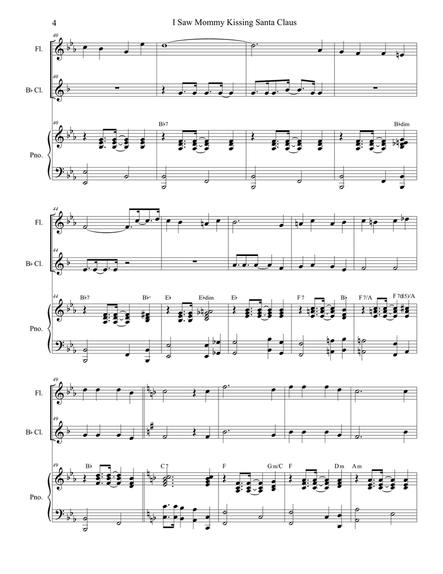 I Saw Mommy Kissing Santa Claus Woodwind Duet scores gallery preview page 4