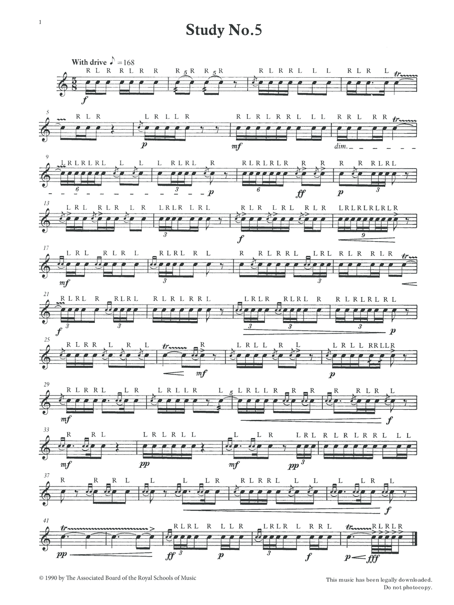 Study No.5 from Graded Music for Snare Drum, Book III