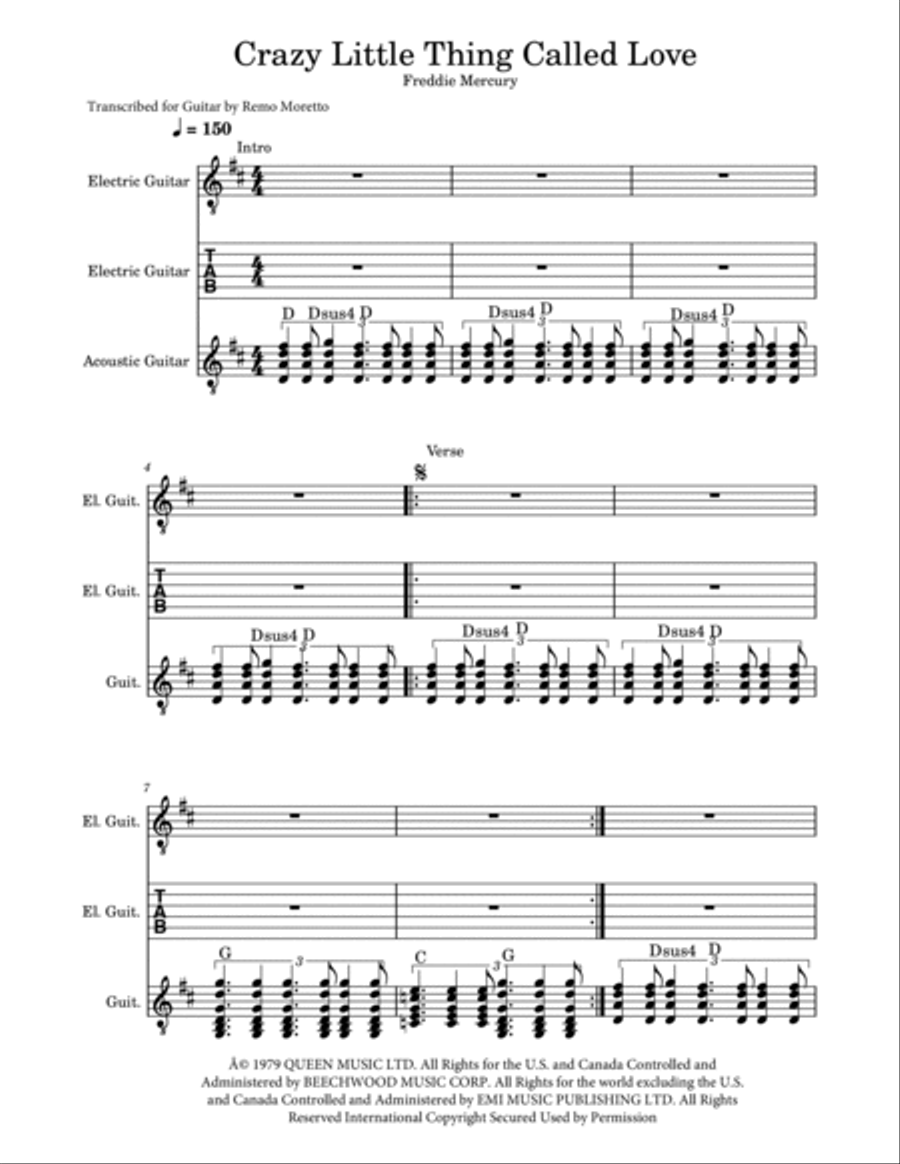 Crazy Little Thing Called Love Guitar Tablature scores gallery preview page 2