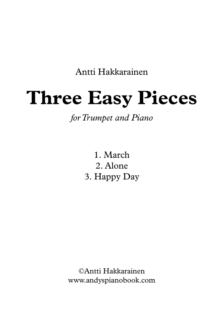 Three Easy Pieces for Trumpet and Piano B-Flat Trumpet scores gallery preview page 1
