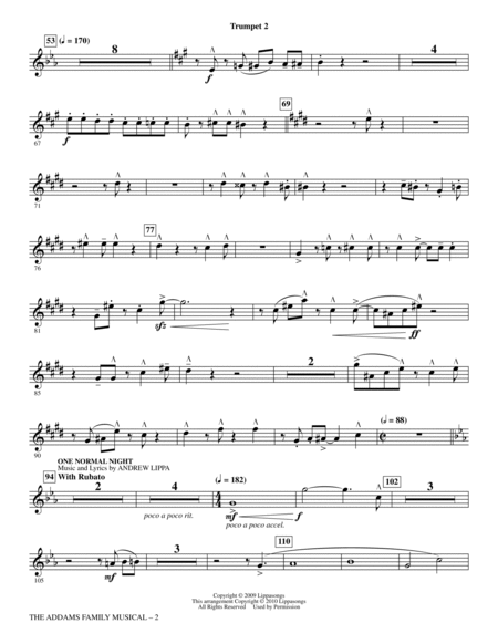 The Addams Family Musical (Choral Highlights) - Bb Trumpet 2