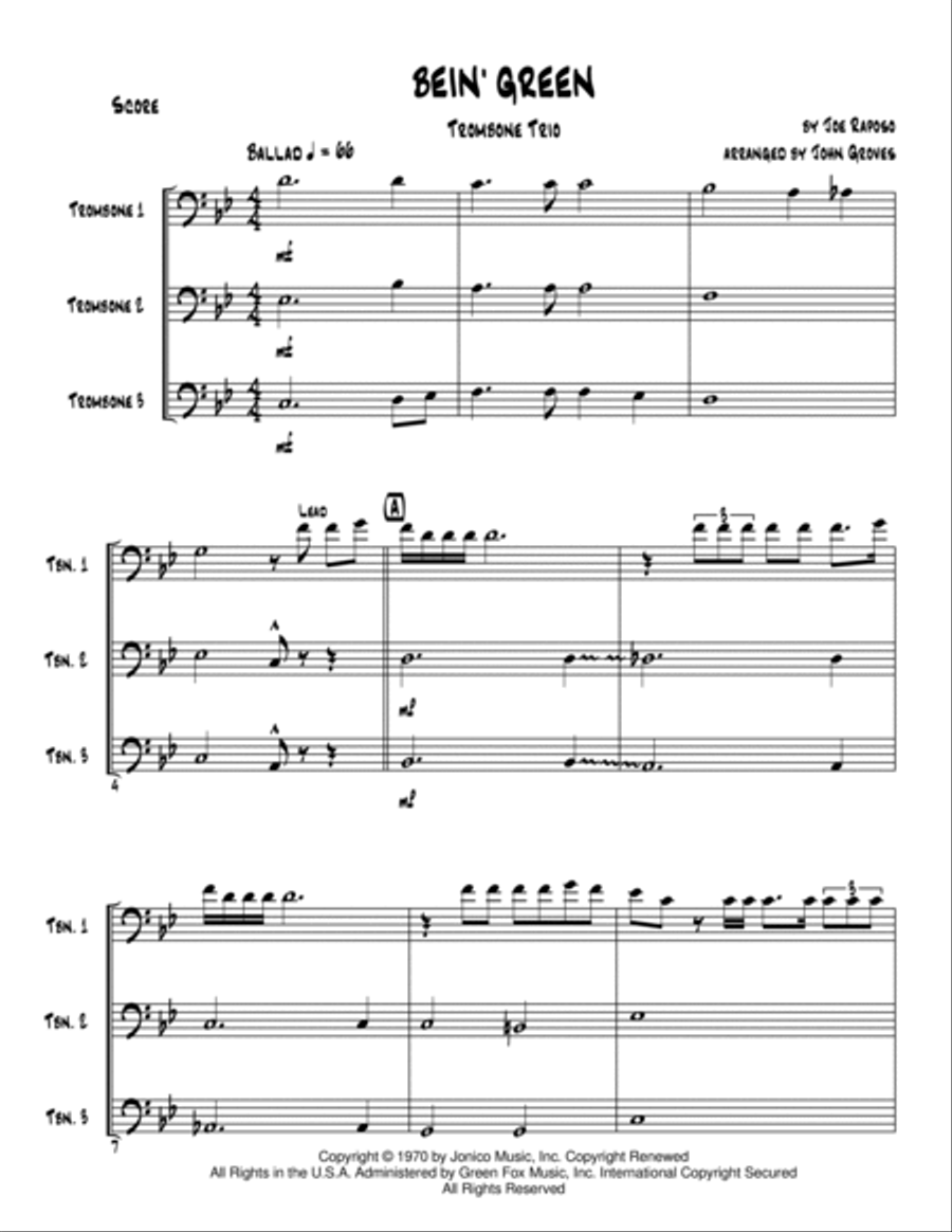 Bein' Green Trombone Trio scores gallery preview page 2