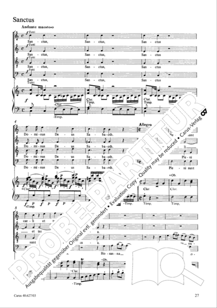 Mass in C Major 4-Part scores gallery preview page 28