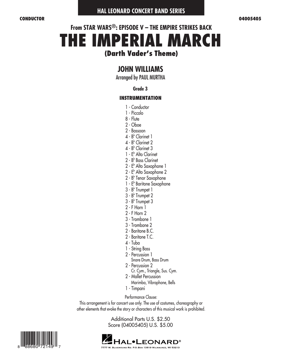 The Imperial March (Darth Vader's Theme) - Conductor Score (Full Score) Concert Band scores gallery preview page 1