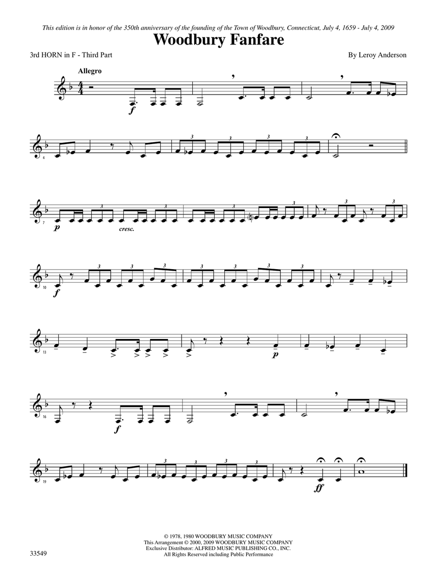 Woodbury Fanfare: 3rd F Horn