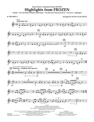 Book cover for Highlights from Frozen (arr. Sean O'Loughlin) - Bb Trumpet 1