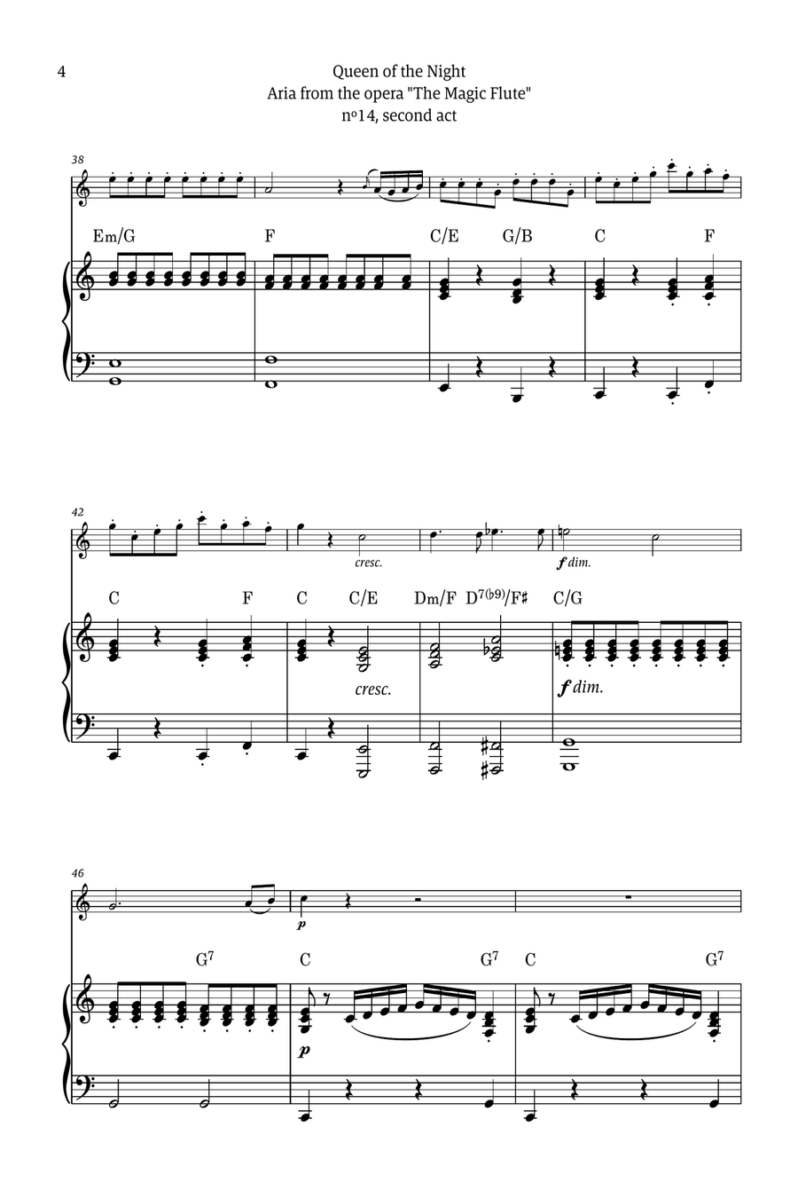 Queen of the Night - for solo trumpet in C (with piano and chords) Chamber Music scores gallery preview page 4
