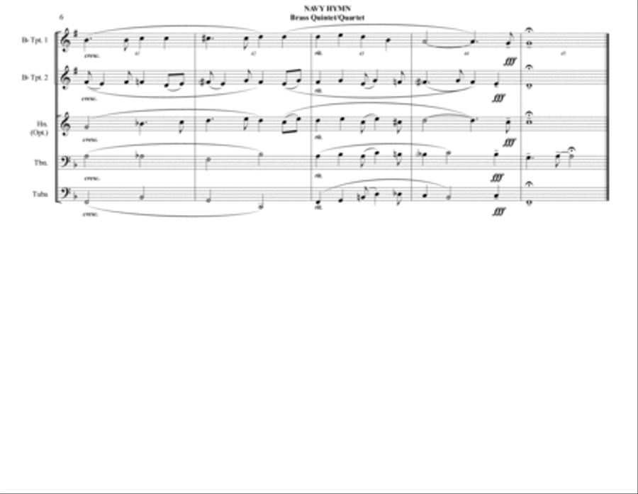 Navy Hymn (Eternal Father, Strong to Save) - Brass Quintet/Quartet Brass Quintet scores gallery preview page 6