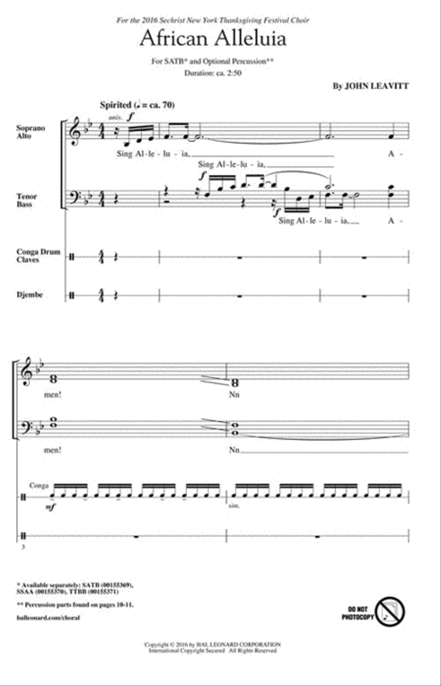 African Alleluia 4-Part scores gallery preview page 2