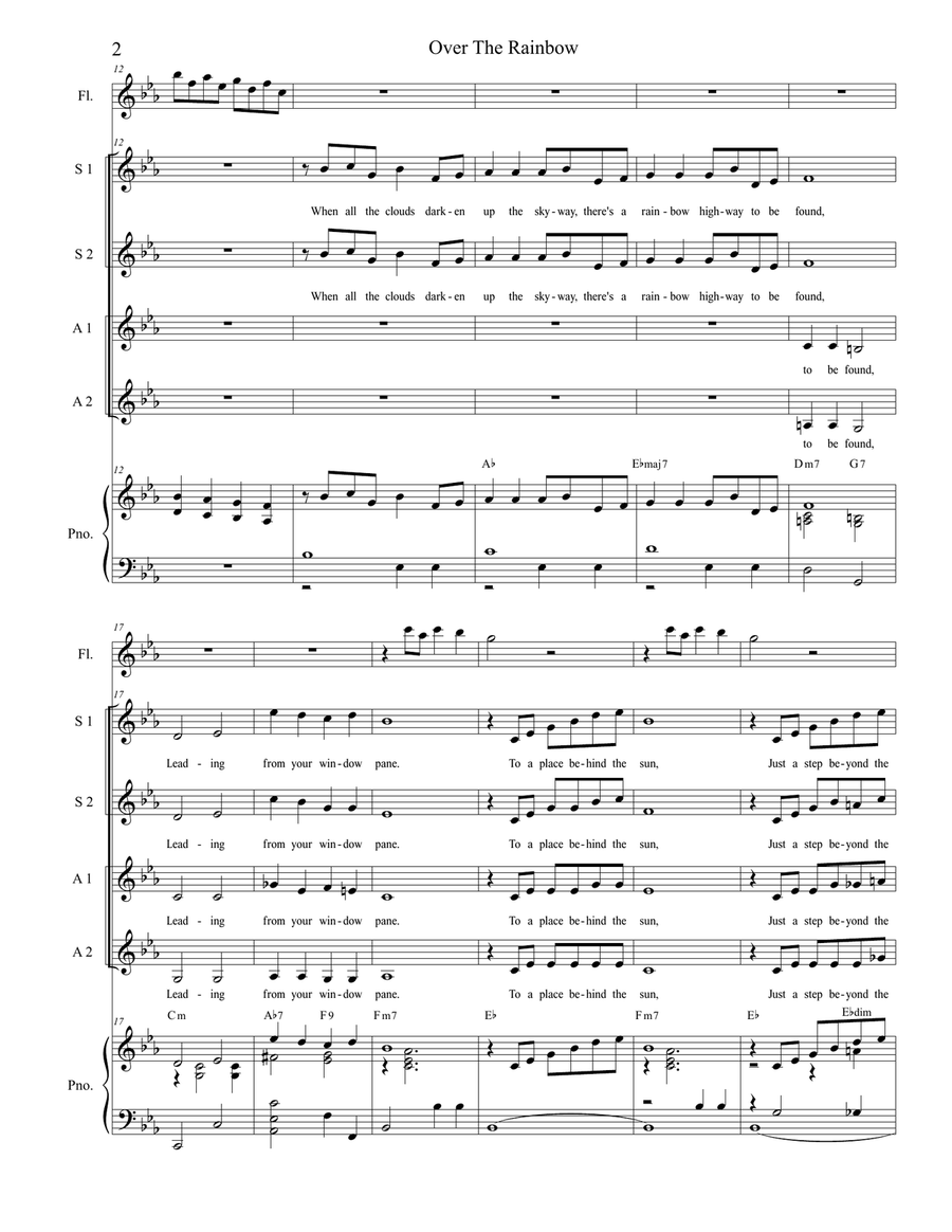 Over The Rainbow (from The Wizard Of Oz) SSA scores gallery preview page 2