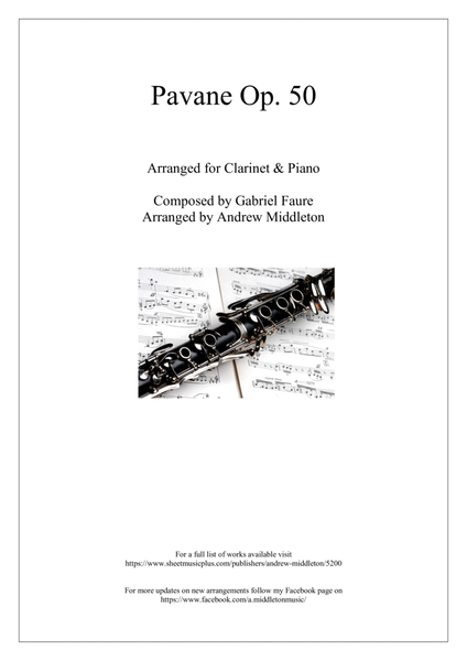 Pavane, Op. 50 arranged for Clarinet and Piano image number null
