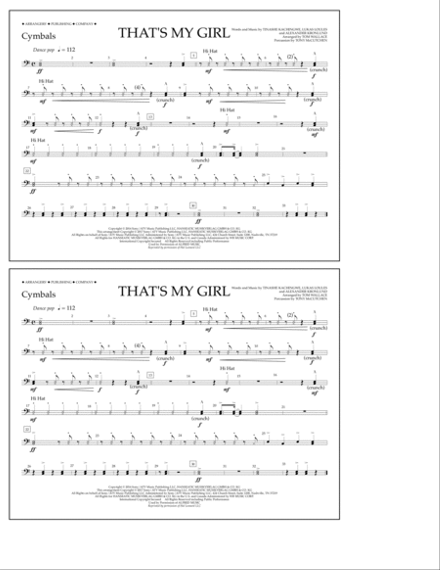 That's My Girl - Cymbals Marching Band scores gallery preview page 1