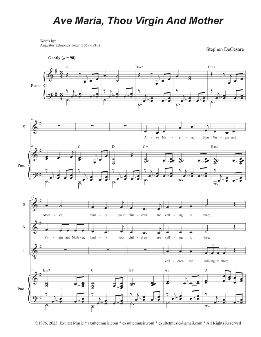 Ave Maria, Thou Virgin And Mother (SATB) 4-Part scores gallery preview page 1