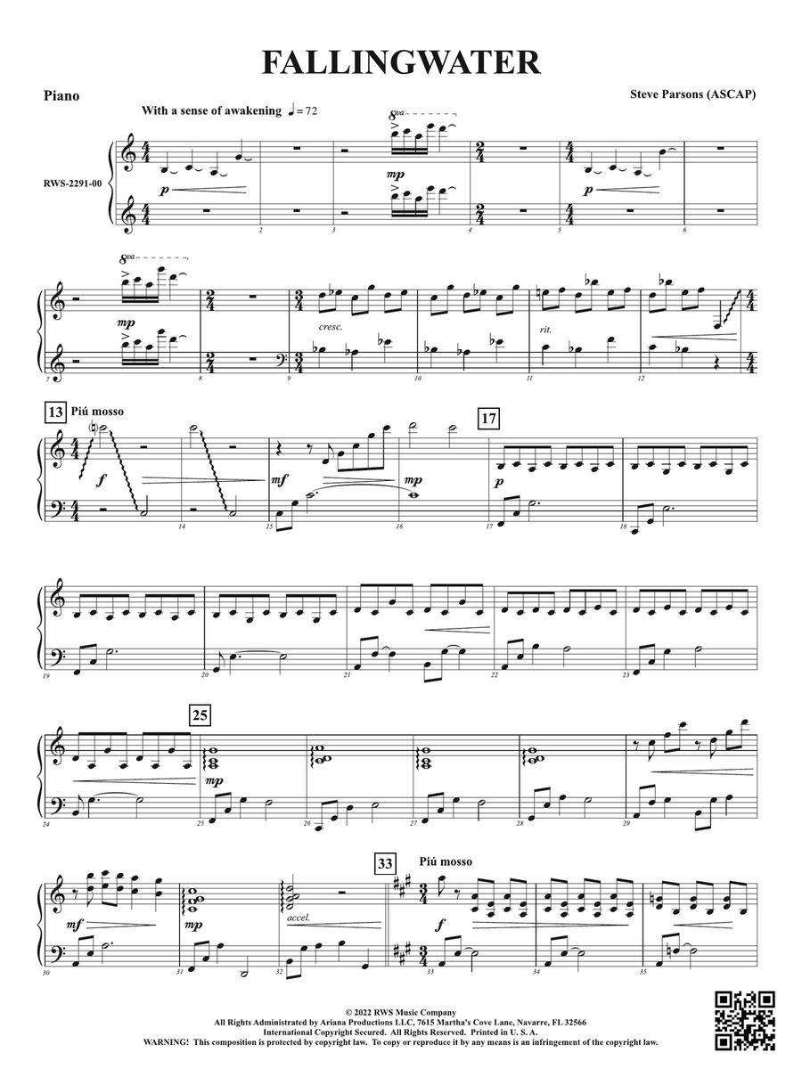 Fallingwater: Piano Accompaniment Piano Accompaniment scores gallery preview page 1