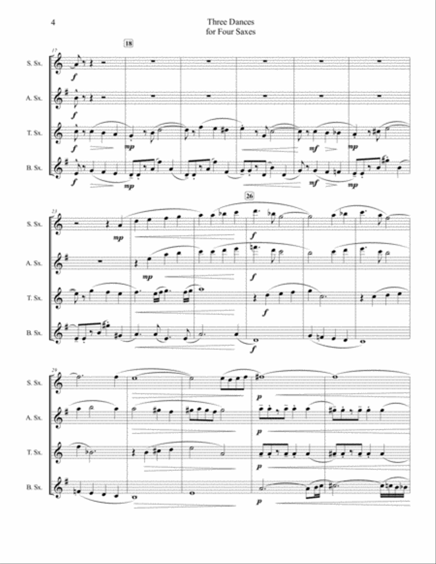 Three Dances for Four Saxes Saxophone Quartet scores gallery preview page 4