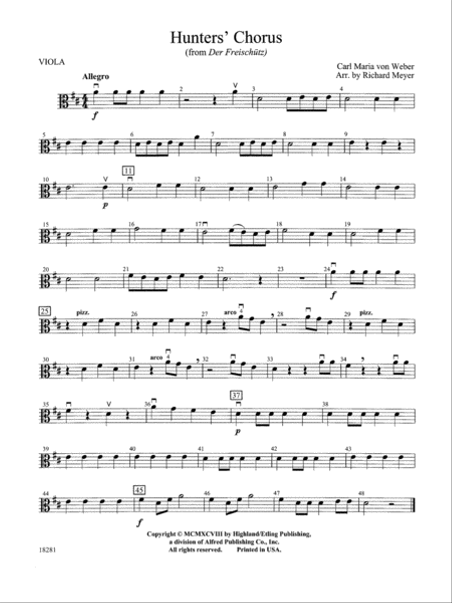 Hunters' Chorus from Der Freischutz: Viola String Orchestra scores gallery preview page 1