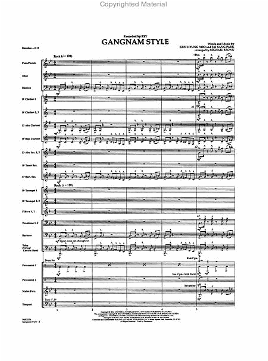 Gangnam Style Concert Band scores gallery preview page 2