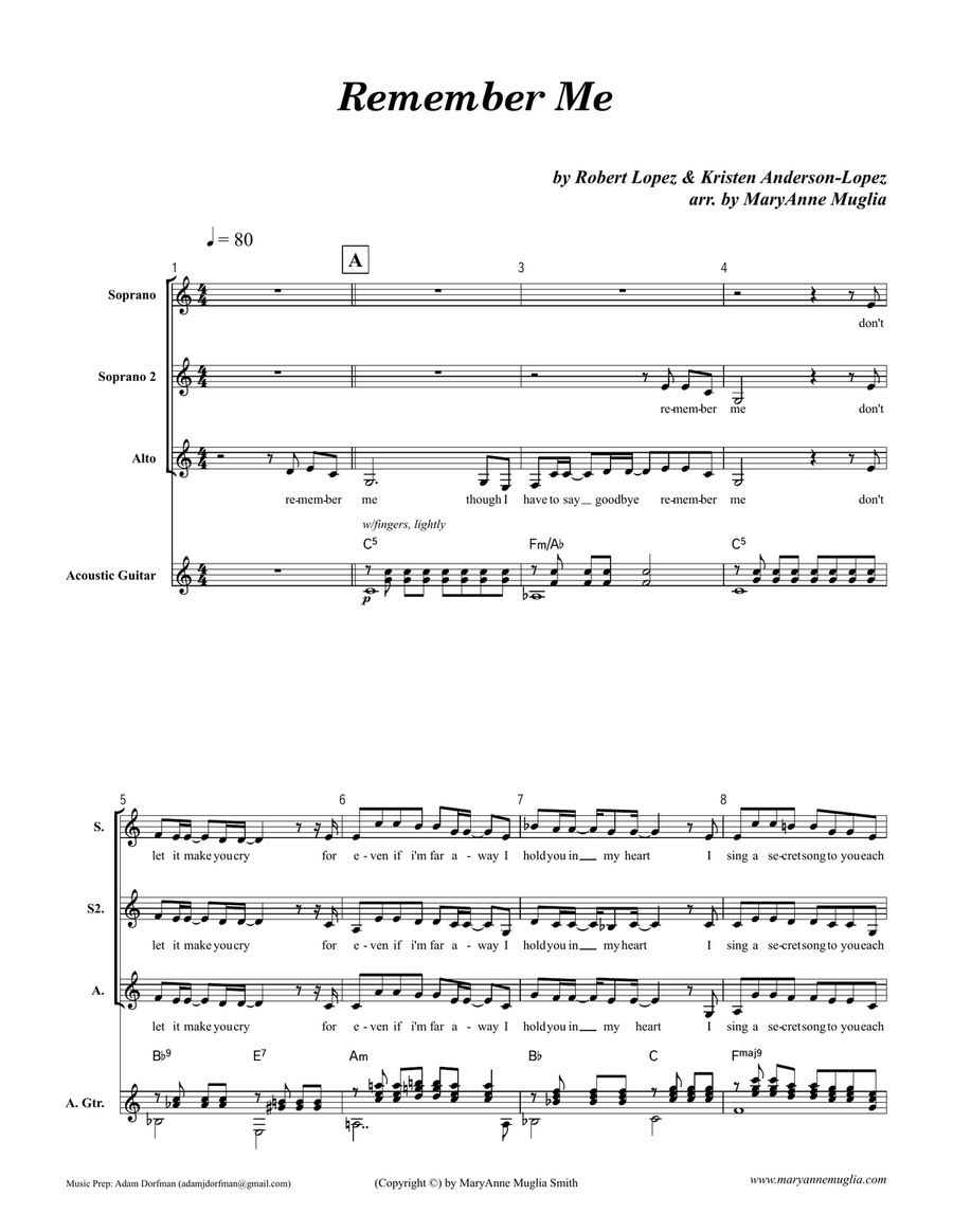 Remember Me (duo) SSA scores gallery preview page 1
