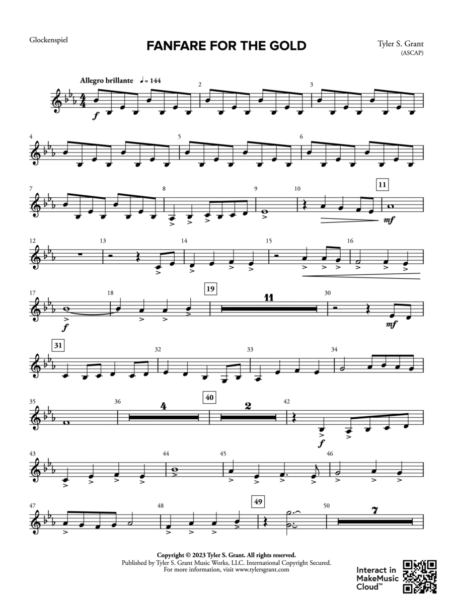 Fanfare for the Gold: Glockenspiel Concert Band scores gallery preview page 1