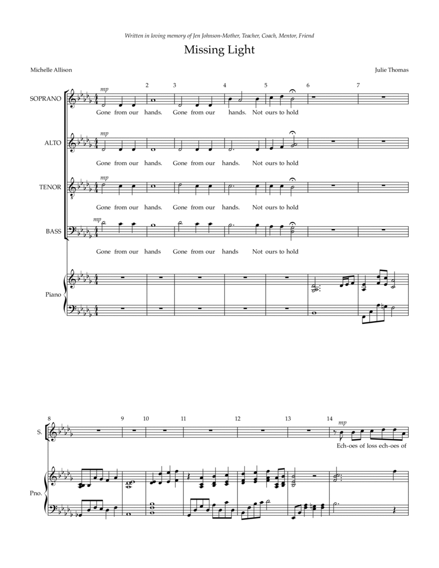 Missing Light Missing Light 4-Part scores gallery preview page 1