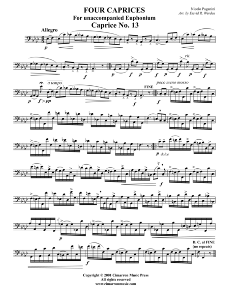 Four Caprices (11, 17, 20 and 24) Euphonium scores gallery preview page 2