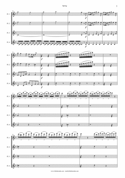 The Four Seasons - Spring - for Flute Quartet or Flute Choir image number null