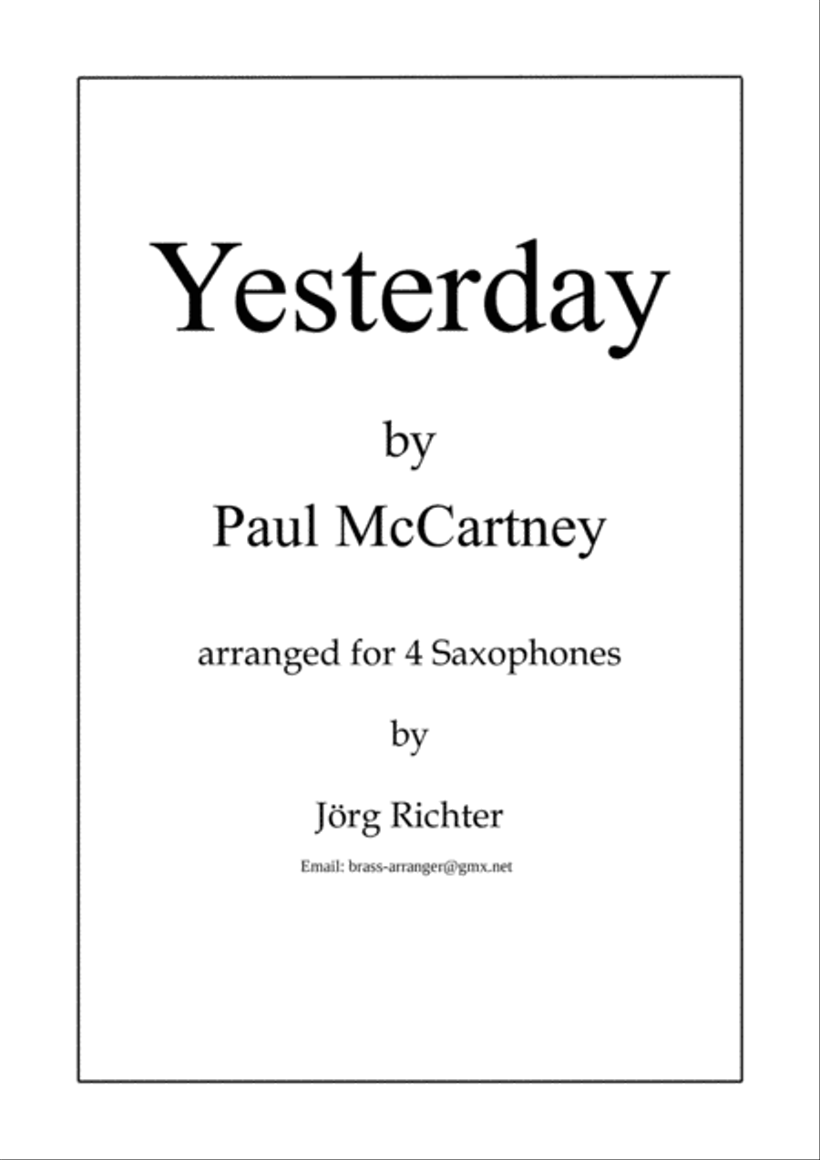 Yesterday Yesterday Saxophone Quartet scores gallery preview page 1